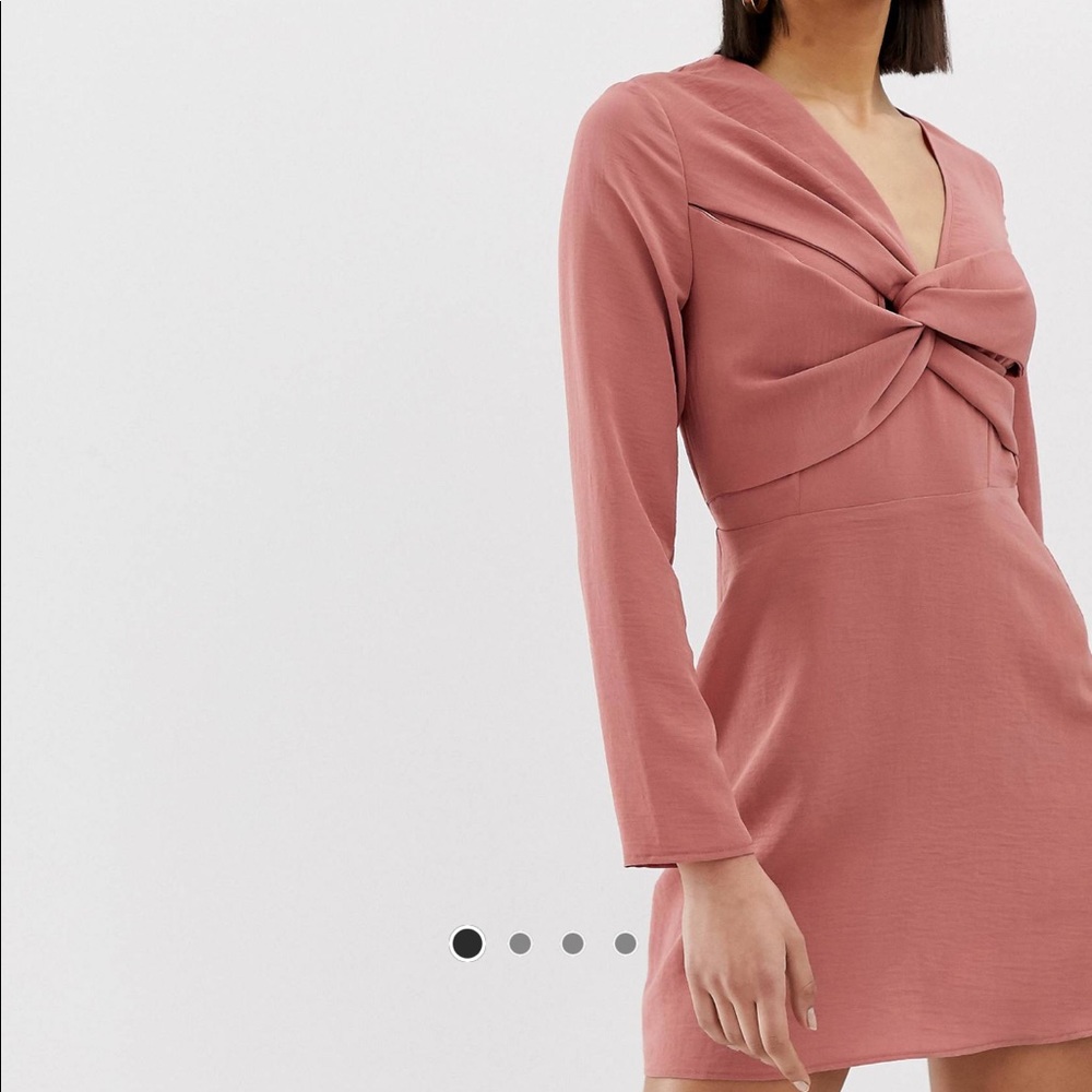 Missguided long sleeve cross over front mini dress